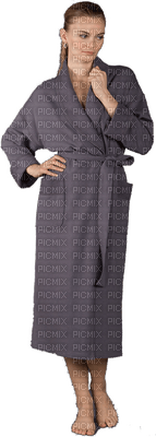 Femme en peignoir gris - nemokama png