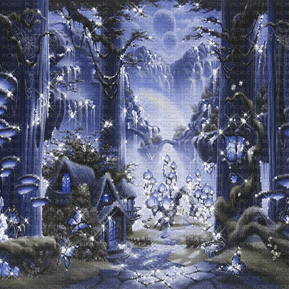 background animated fantasy forest tree - Бесплатный анимированный гифка