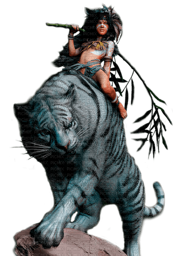 fantasy woman with tiger by nataliplus - 無料png