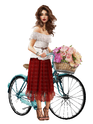 ani-kvinna-cykel - GIF animate gratis