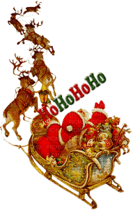 tomte-renar-deco---Santa- reindeer-text hohohoho - ingyenes png