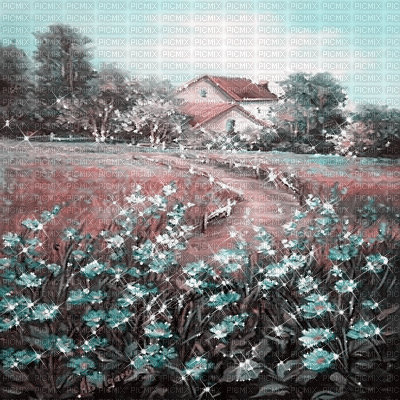 background field spring summer glitter pink teal - Besplatni animirani GIF