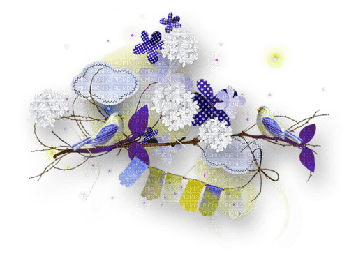 Purple flowers cloud clutter deco [Basilslament] - ilmainen png