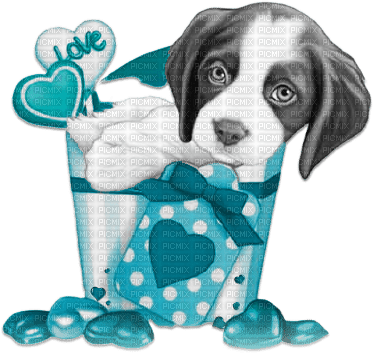 soave deco valentine vase  heart animals dog - Free PNG