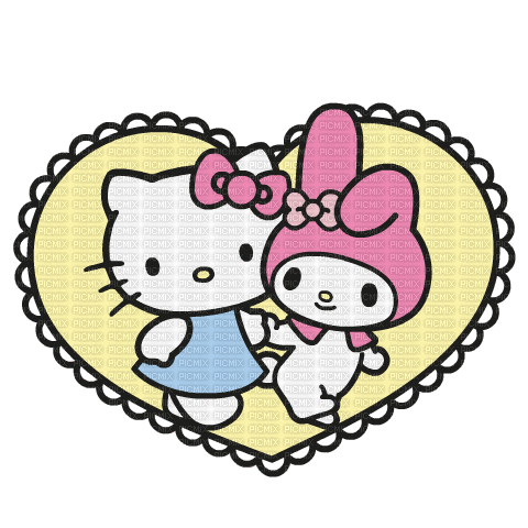 hello kitty and my melody - Free animated GIF