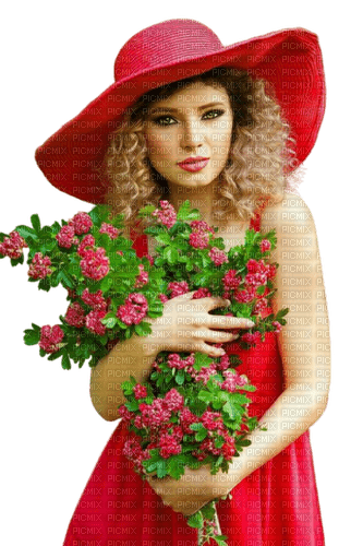 Женщина с цветами - безплатен png