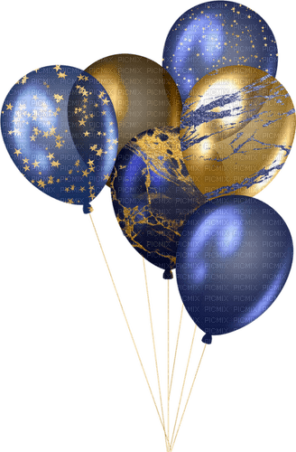 Balloons.Blue.Gold - bezmaksas png