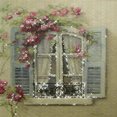 kikkapink background painting vintage flowers - Gratis animerad GIF
