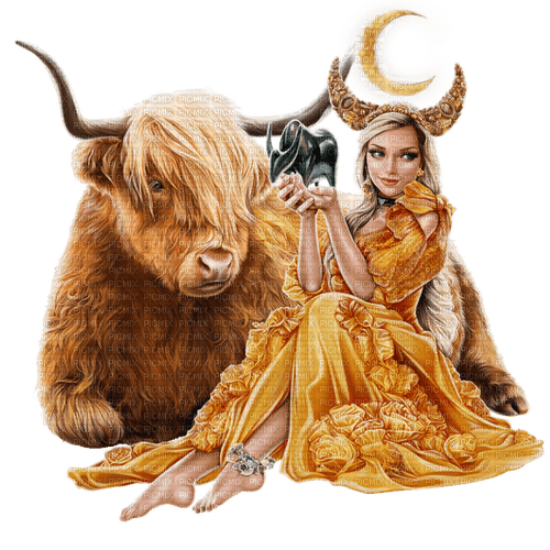 fantasy woman with bull by nataliplus - nemokama png