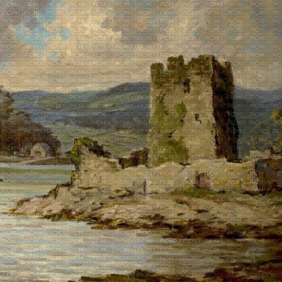 Castle by River Background - png gratis
