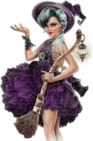 soave woman fashion halloween witch blue brown - png gratis