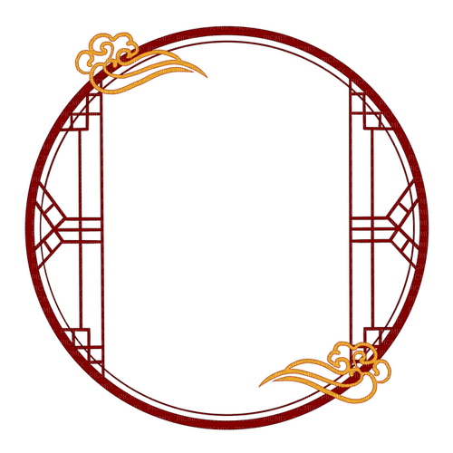 Chinese Asian frame cadre round susnhine3 - PNG gratuit