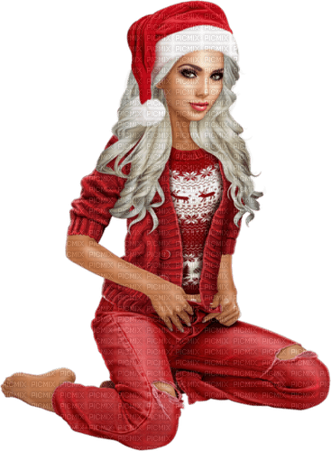 Christmas. Women. Red. Leila - бесплатно png