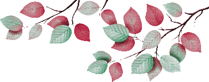 soave deco autumn animated leaves branch pink - GIF animé gratuit