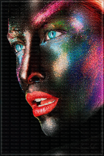 maj portrait scintillant multicolore gif - GIF animado grátis