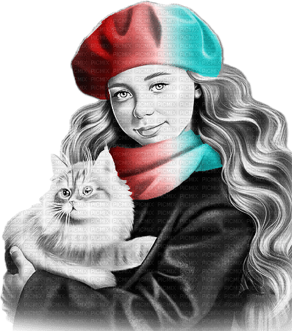 soave woman hat cat animals fashion autumn winter - PNG gratuit