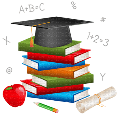 Livres et Toque diplôme - ücretsiz png