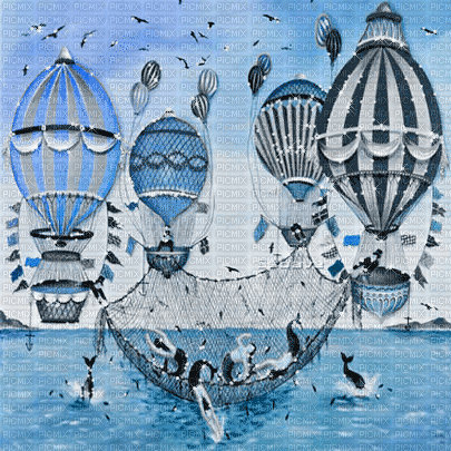 soave background animated  balloon sea blue - Ingyenes animált GIF