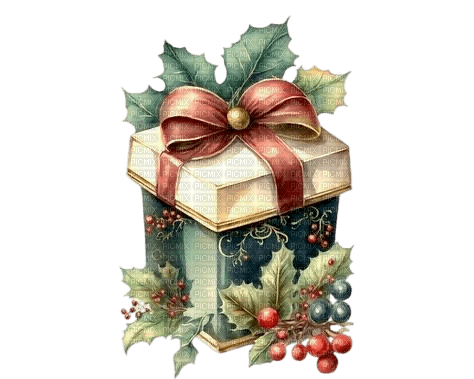 Vintage Christmas box - zdarma png