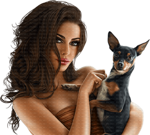 Woman with her dog. Leila - png gratis