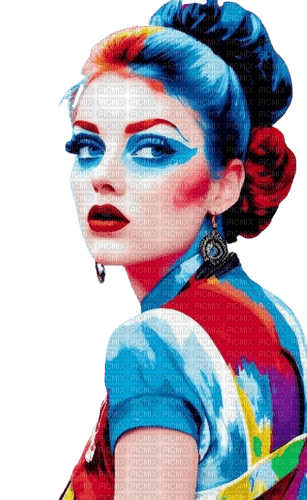 fantasy woman rainbow painting - ücretsiz png