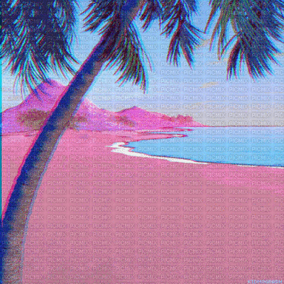 Pink Aesthetic Beach - Besplatni animirani GIF