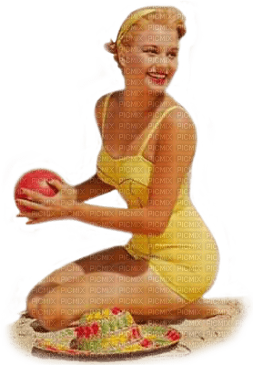 soave woman vintage summer yellow - PNG gratuit