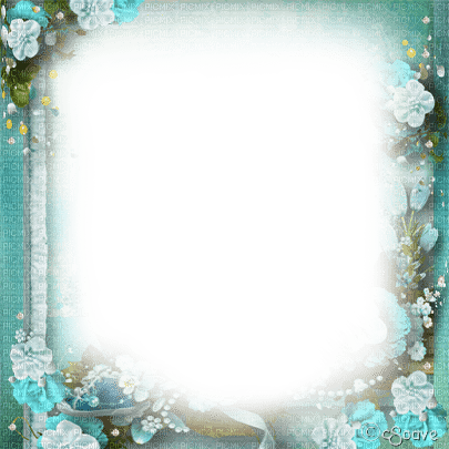 soave frame vintage flowers lace teal green - Free PNG