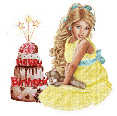flicka-happy birthday - 免费PNG