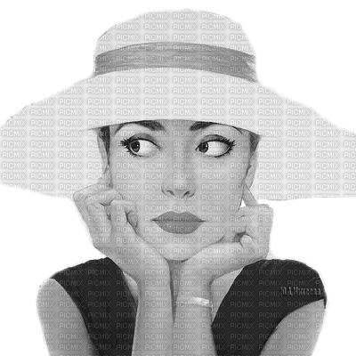Y.A.M._Vintage retro Lady hat black-white - ingyenes png