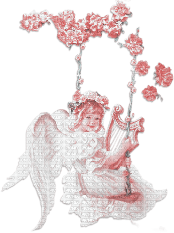 soave children girl angel spring swing flowers - Free PNG