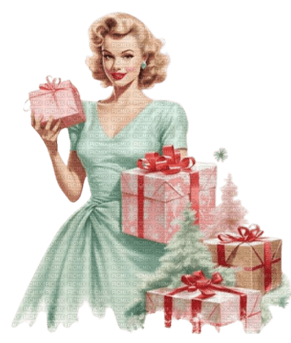 frau, woman, femme, vintage, christmas - gratis png