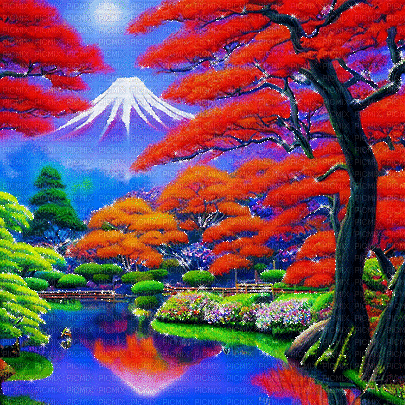 kikkapink  oriental japanese garden background - Darmowy animowany GIF