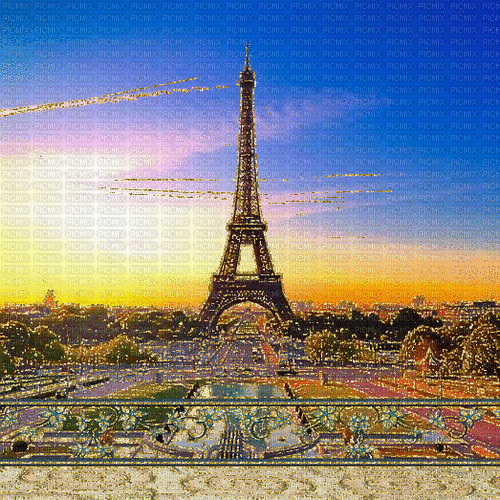 Rena Hintergrund Paris Eiffelturm Glitter Abend - Gratis animeret GIF