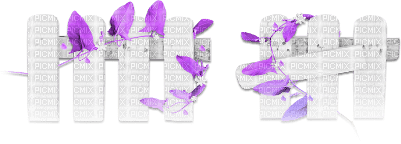 soave deco spring fence leaves white purple - gratis png