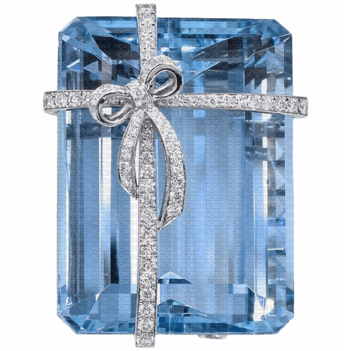 blue gemstone with silver bow - 免费PNG