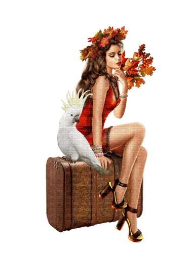 kikkapink woman autumn - ücretsiz png