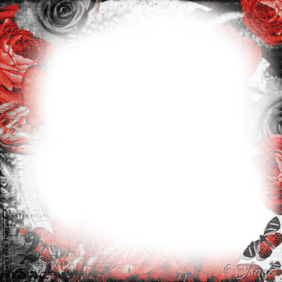 soave frame vintage flowers rose red black white - δωρεάν png