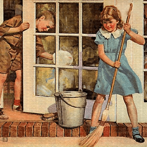 children cleaning - ücretsiz png