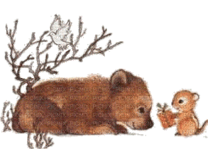 Bear & Chipmunk - GIF animasi gratis