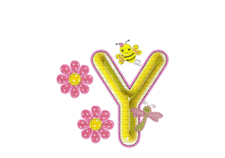 Kaz_Creations Alphabets Flowers-Bee Letter Y - Free PNG