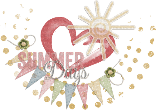 Paint Heart Sun Banner Summer wordart - фрее пнг