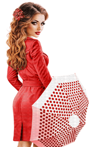 femme et parapluie rouge - 無料png