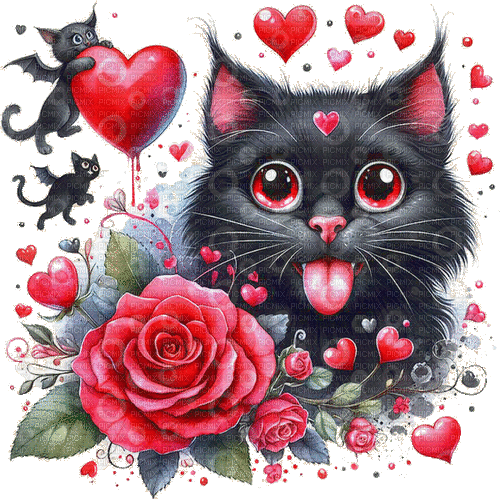 ♡§m3§♡ VDAY cat red animated funny gif - Gratis animerad GIF
