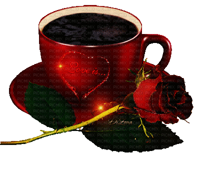 Cup Red Green Coffee Rose - Bogusia - Free animated GIF