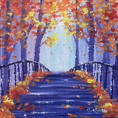 soave background animated autumn painting forest - Darmowy animowany GIF