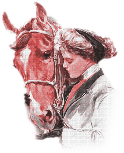 soave woman vintage horse pink - Free PNG