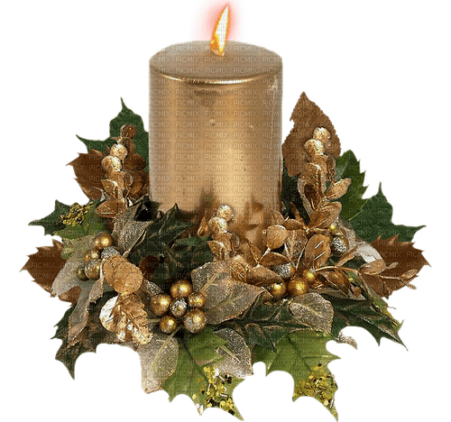 Christmas.Noël.Gold.Candle.Bougie.Victoriabea - бесплатно png