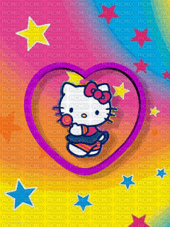 image encre animé Hello Kitty étoiles - Gratis geanimeerde GIF