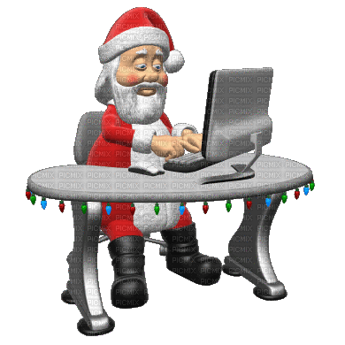 Дед Мороз у ПК - GIF animado gratis